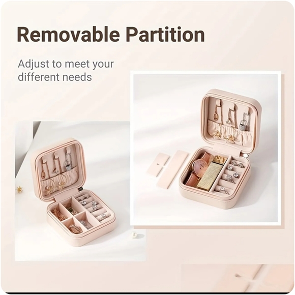 Faux leather jewelry Box Travel Portable Jewelry Organizer Mini Case 2 colors - Picture 4 of 11